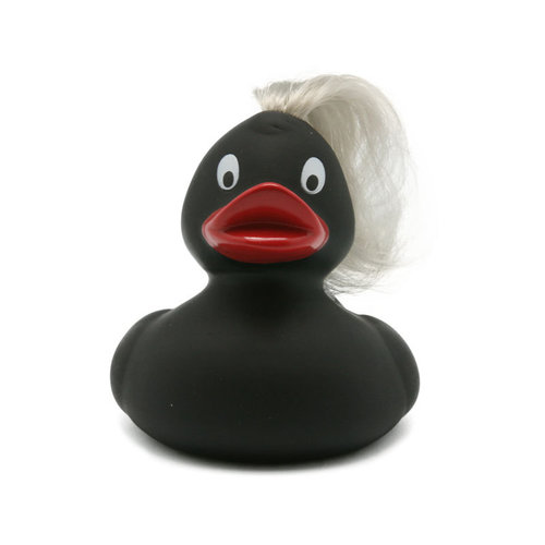 Ente schwarz mit Haaren