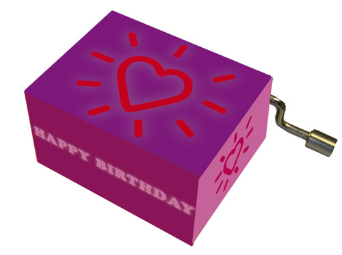 Herz mit Strahlen, violett "Happy Birthday"